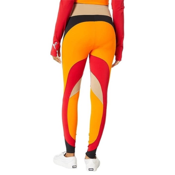 PUMA Orange red & black colorblock leggings | Active style | Medium * - Picture 3 of 11